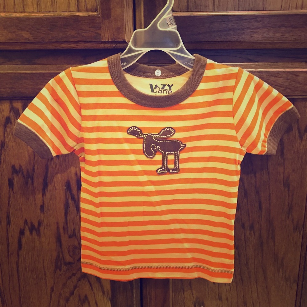 NWT Lazy One Toddler Striped Tee, Orange/Tan